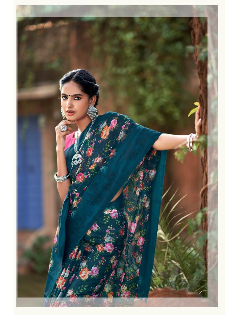 Lt Chitralekha Fancy Ethnic Wear Printed Georgette Designer Saree Collection
